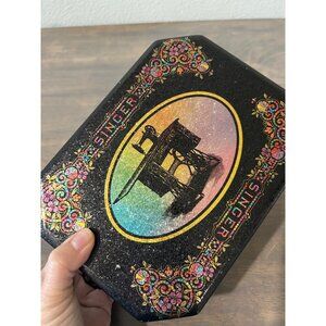 Vintage Singer Sewing Machine Black and Rainbow Color Tin Box